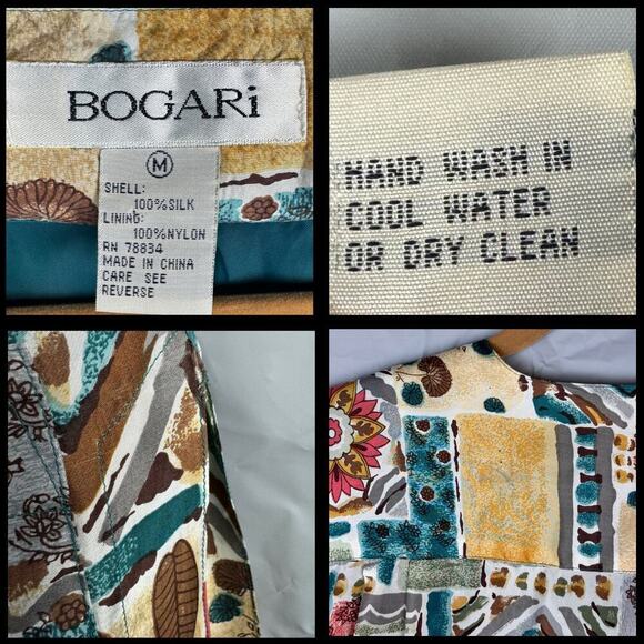 Bogari Vest Women's Medium Multicolor Bohemian Aztec Floral Print 100% Silk Long - Picture 10 of 10